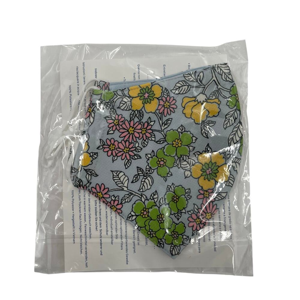 TORY BURCH Face Mask Blue Floral Print NWT Adjustable Straps Washable Reusable
